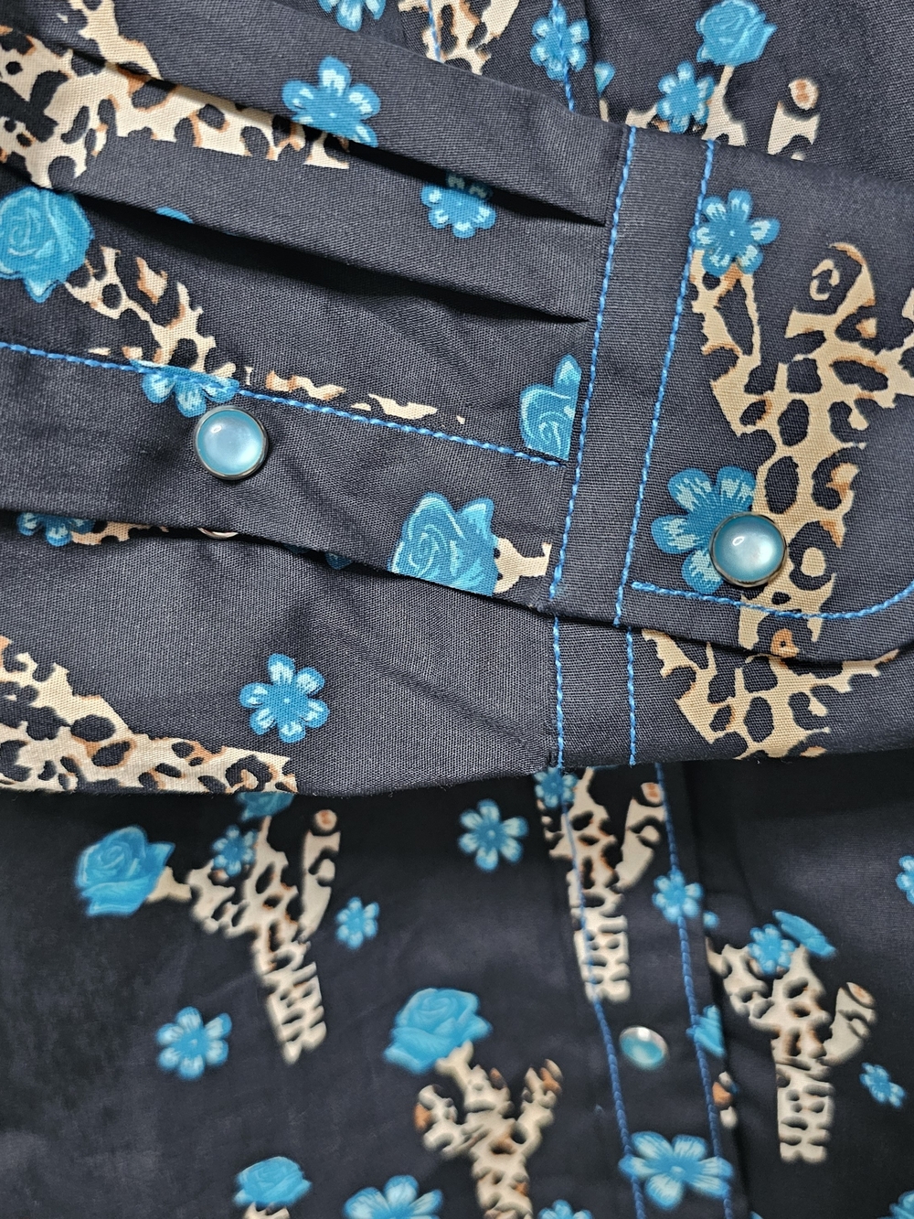 Cowgirl Hardware Girls L 10/12 Leopard Cactus Western Snap Shirt NWT - Picture 5 of 10